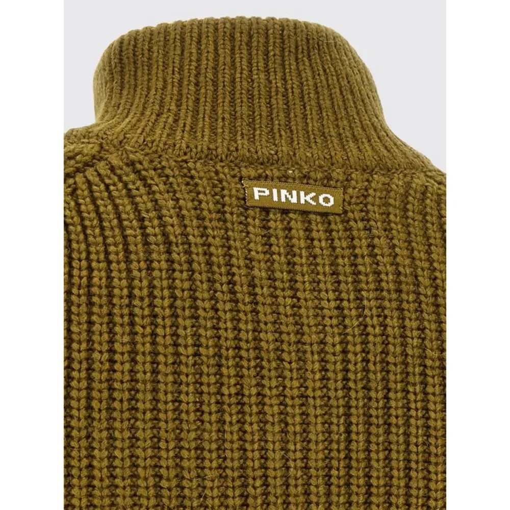 Pinko Women Pinko Slim Fit Ribbed High-Neck Cardigan In Wool And Alpaca
